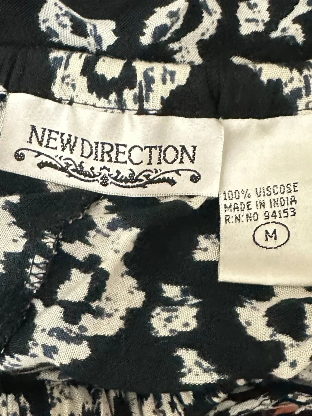 Vintage 90s Black & White Boho Pants Women's Size Medium Swim Cover-Up Summer
